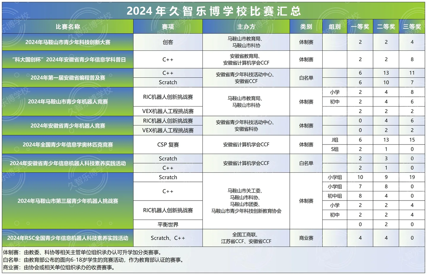 2024 年学校比赛成绩汇总表预览